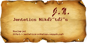 Jentetics Nikétás névjegykártya